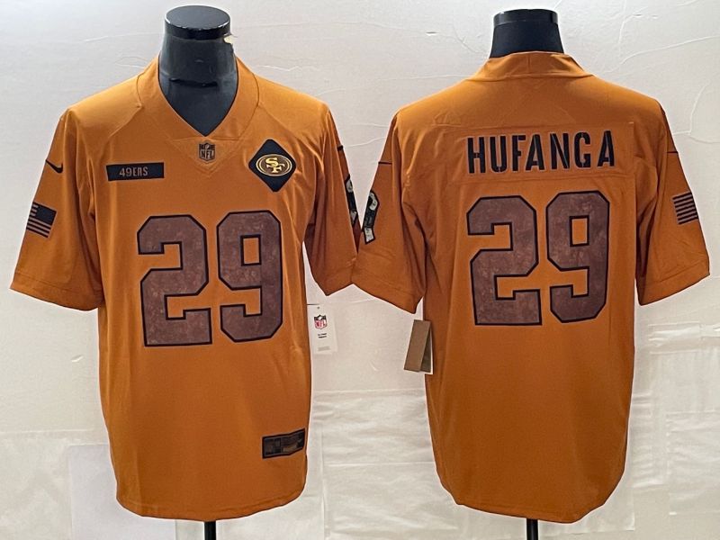 Men San Francisco 49ers 29 Hufanga brown Nike 2023 Salute To Service Limited NFL Jersey